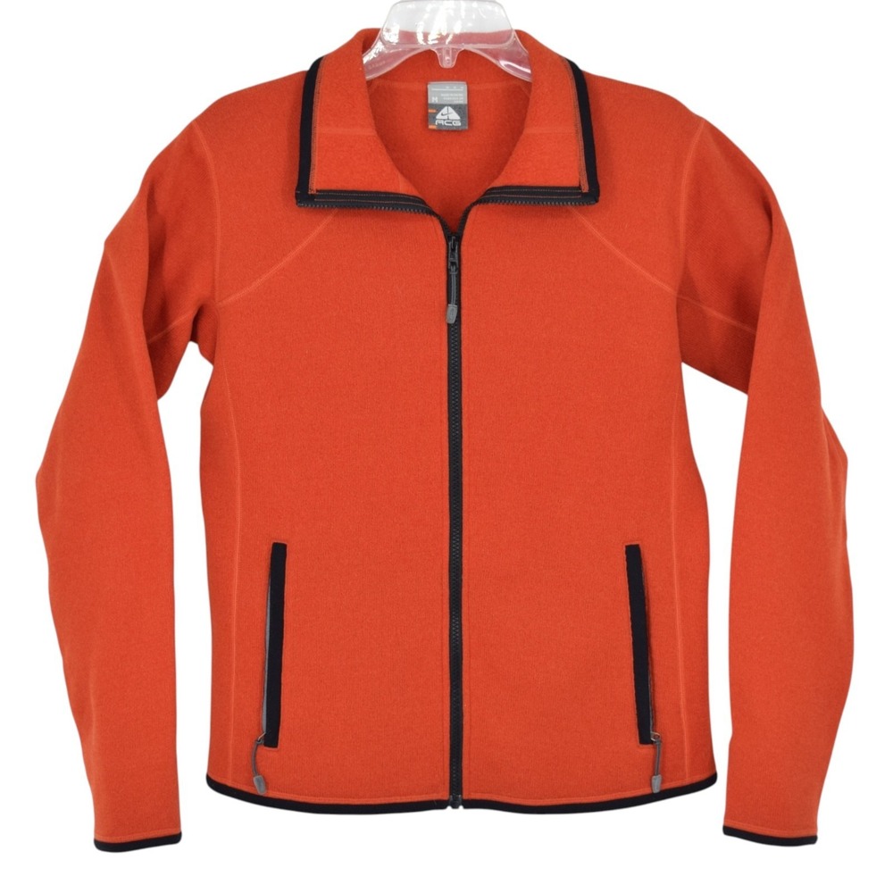 Vintage Y2K Nike ACG Women's M Dark Orange Full Zip Sweater Knit Jacket ACGW2041